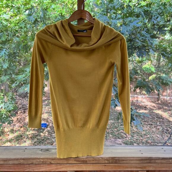 Moma Women's Mustard Yellow Cowl Neck Wool Blend Sweater Size 36 (S) - Picture 1 of 11